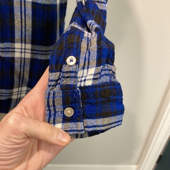 AMERICAN Eagle Blue Plaid Boyfriend Fit Button Down Shirt - Picture 12 of 15